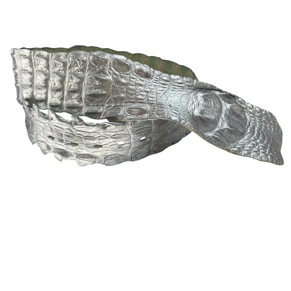 ROBERTO CAVALLI SILVER CROCODILE WIDE BELT